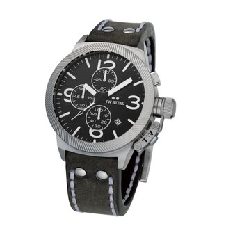 TW Steel TW Steel Horloge CS105 Canteen Staal Quartz Chronograaf met Grijz Suede Horlogeband 45mm