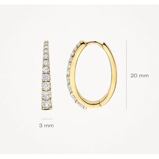 Blush Blush Oorbellen 7375YZI 14k Geelgoud met Zirkonia Ovaal Taps 3mm x 20mm