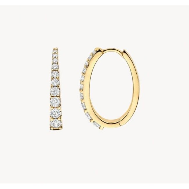 Blush Blush Oorbellen 7375YZI 14k Geelgoud met Zirkonia Ovaal Taps 3mm x 20mm