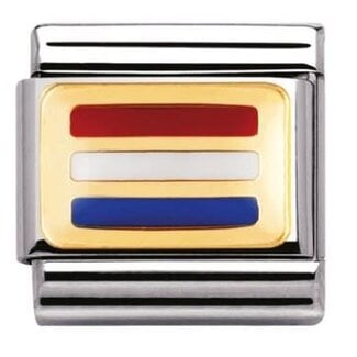 Nomination Nomination Schakel 030234/12 Composable Classic met 18k Geelgouden Holland Vlag