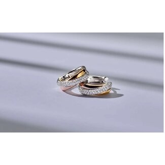 Ti Sento Milano Ti Sento Oorbellen 78012ZT Zilver met Tricolor Plating Crossover met Zirkonia