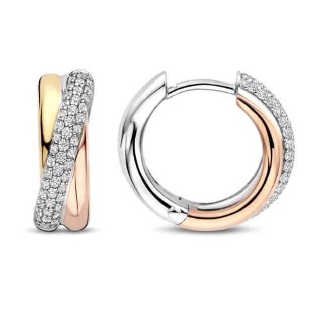 Ti Sento Milano Ti Sento Oorbellen 78012ZT Zilver met Tricolor Plating Crossover met Zirkonia