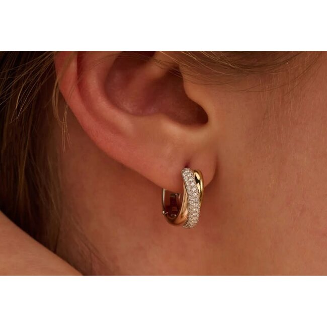 Ti Sento Milano Ti Sento Oorbellen 78012ZT Zilver met Tricolor Plating Crossover met Zirkonia