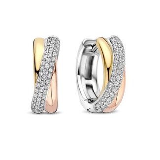 Ti Sento Milano Ti Sento Oorbellen 78012ZT Zilver met Tricolor Plating Crossover met Zirkonia
