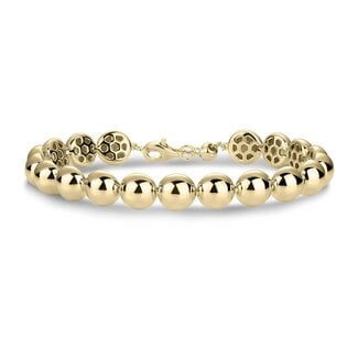 Gisser Jewels Amsterdam Gisser Jewels Armband B1038Y-16+4 Zilver met Geelgouden Plating Bolletjes 8mm x 16-20cm