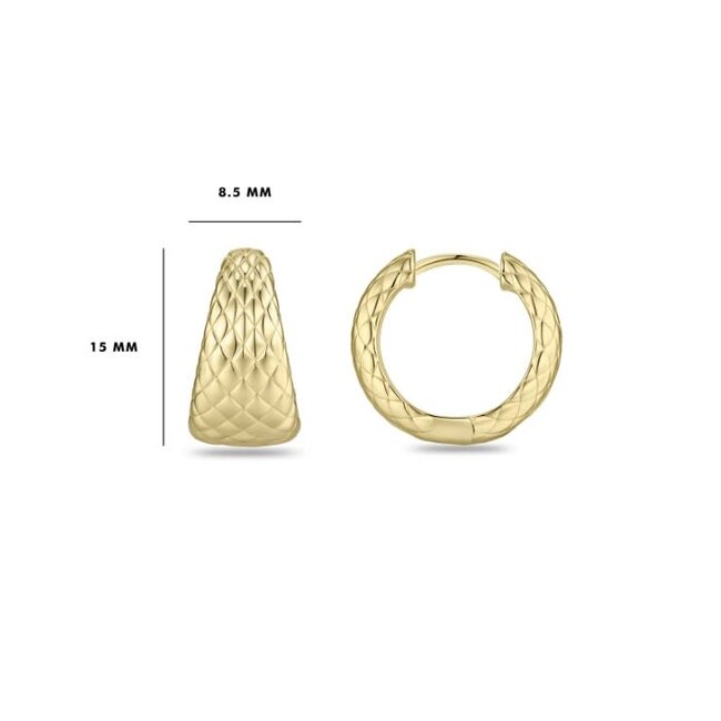 Gisser Jewels Amsterdam Gisser Jewels Oorbellen KC1065Y Zilver met Geelgouden Plating 8.5mm x 15mm