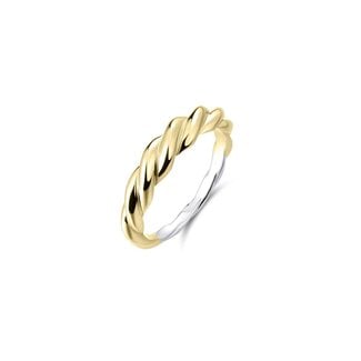 Gisser Jewels Amsterdam Gisser Jewels Ring R487Y-56 Zilver met Geelgouden Plating Gedraaid 4mm Maat56