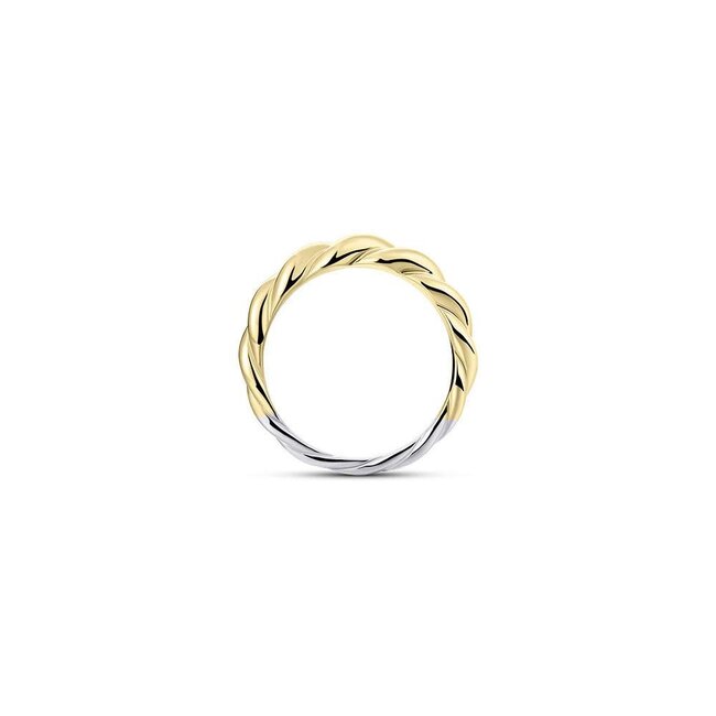 Gisser Jewels Amsterdam Gisser Jewels Ring R487Y-56 Zilver met Geelgouden Plating Gedraaid 4mm Maat56