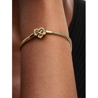 Pandora Pandora Armband 563758C01-17 Zilver met 14k Geelgouden Plating met Hart/Infinity Sluiting met Zirkonia Maat 17