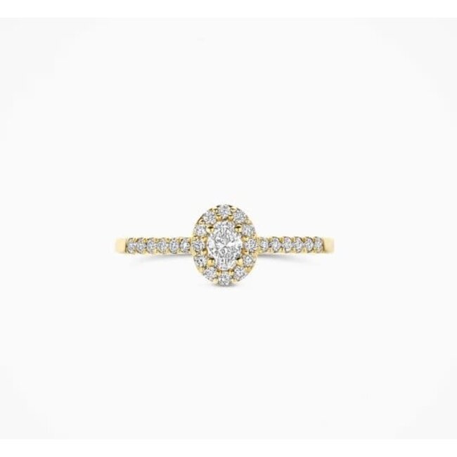 Blush Blush Ring LG1045Y/54 14k GeelGoud met Ovale Lab Grown Diamant met Kleinere Lab Grown Diamanten Maat 54