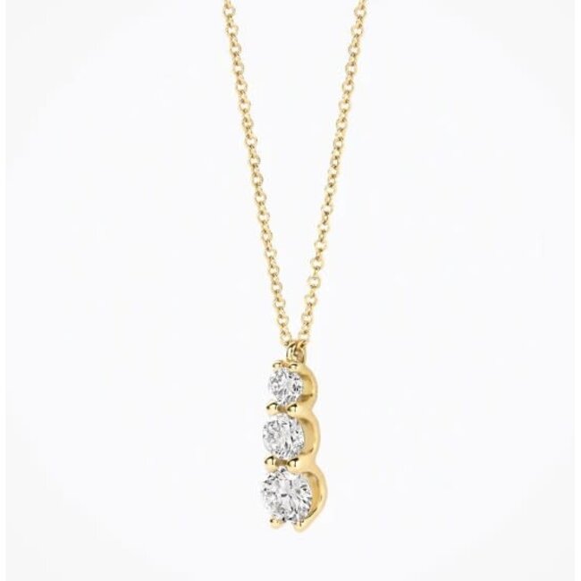 Blush Blush Collier LG3020Y 14k Geelgoud met Drie Briljant Geslepen Lab Grown Diamanten