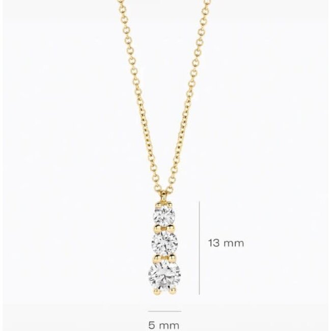 Blush Blush Collier LG3020Y 14k Geelgoud met Drie Briljant Geslepen Lab Grown Diamanten