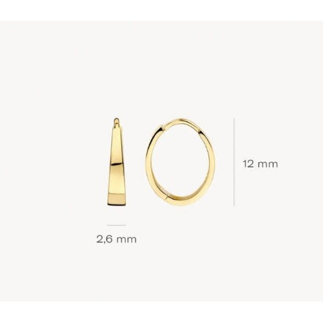 Blush Blush Oorbellen 7379YGO 14k Geelgoud Ovalen Oorringen 2.6x12mm