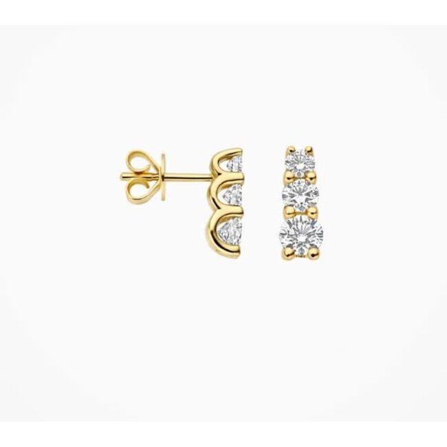 Blush Blush Oorbellen LG7030Y 14k Geelgoud met Drie Labgrown Diamanten