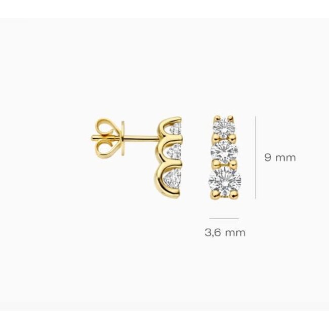 Blush Blush Oorbellen LG7030Y 14k Geelgoud met Drie Labgrown Diamanten
