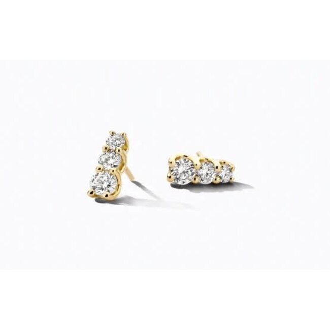 Blush Blush Oorbellen LG7030Y 14k Geelgoud met Drie Labgrown Diamanten