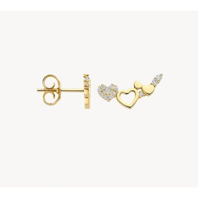 Blush Blush Oorbellen 7376YZI 14k Geelgoud  Hartjes en Zirkonia