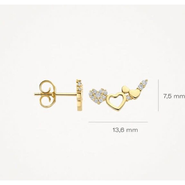 Blush Blush Oorbellen 7376YZI 14k Geelgoud  Hartjes en Zirkonia