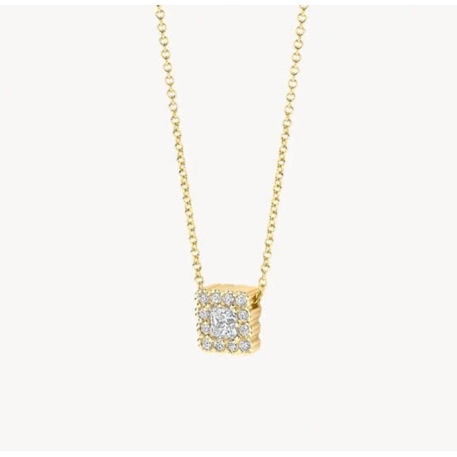 Blush Blush Collier 3197YZI 14k Geelgoud met Vierkant met Zirkonia 42cm