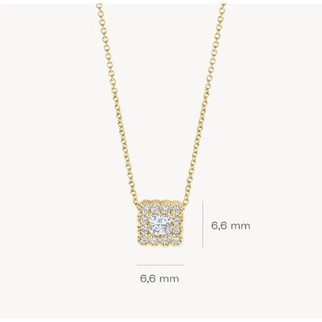 Blush Blush Collier 3197YZI 14k Geelgoud met Vierkant met Zirkonia 42cm