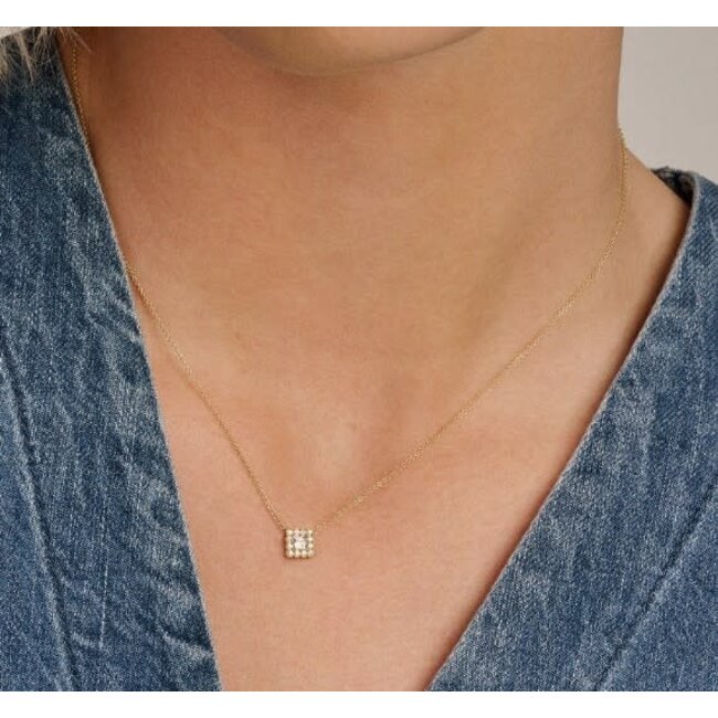 Blush Blush Collier 3197YZI 14k Geelgoud met Vierkant met Zirkonia 42cm