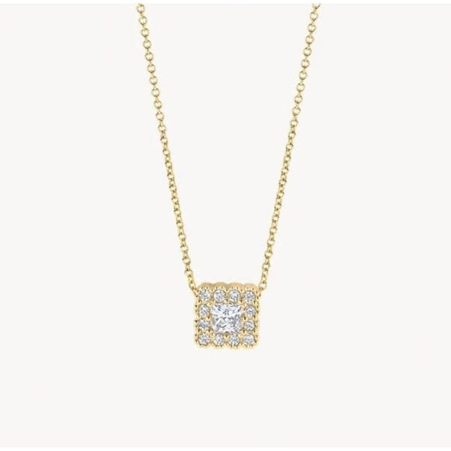 Blush Blush Collier 3197YZI 14k Geelgoud met Vierkant met Zirkonia 42cm