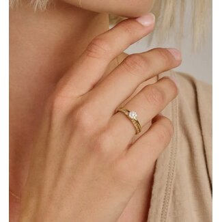 Blush Blush Ring 1277YZI/54 14k Geelgoud met Meerdere Zirkonia's Maat 54