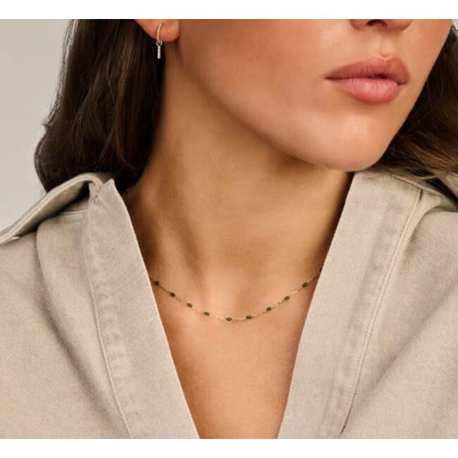 Blush Blush Collier 3162YRG 14k Geelgoud met Groene Bolletjes 42cm