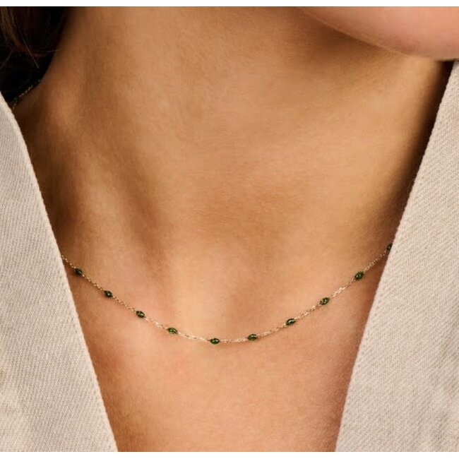 Blush Blush Collier 3162YRG 14k Geelgoud met Groene Bolletjes 42cm