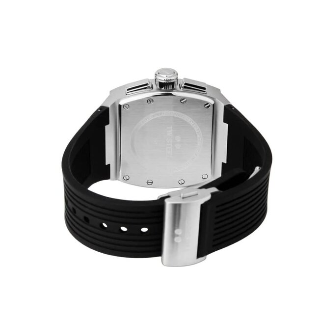 TW Steel TW Steel Horloge T01 Staal Rechthoekige Kast Quartz Chronograaf en met Rubberen Band met Vouwsluiting