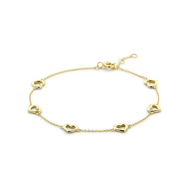 The House Of Blinckers THOB Armband 40.31022  6 Hartjes 14k Geelgoud 6,5mm 16,5-18,5cm