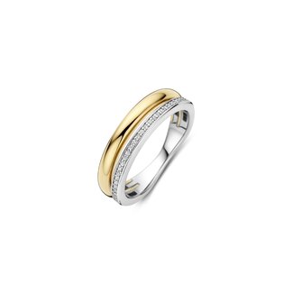 Ti Sento Milano Ti Sento Ring 12392ZY/52 Zilver met Geelgouden Plating met Zirkonia maat 52