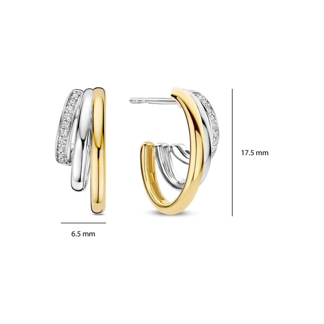 Ti Sento Milano Ti Sento Oorbellen 78068ZY Zilver met 14k Geelgouden Plating