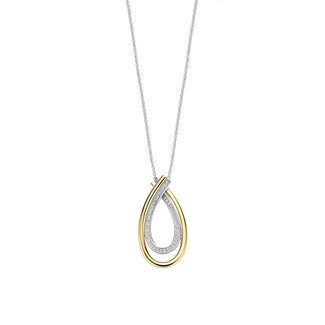 Ti Sento Milano Ti Sento Collier 34121ZY/45 Zilver met 14k Geelgouden Plating met Druppel met Zirkona 45cm