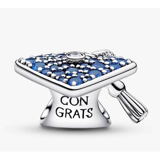 Pandora Pandora Bedel 794461C01 Zilver Geslaagd Blauw Hoedje met Zirkonia