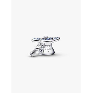 Pandora Pandora Bedel 794461C01 Zilver Geslaagd Blauw Hoedje met Zirkonia