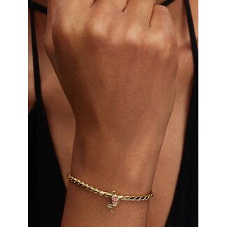 Pandora Pandora Bedel 764555C01 Zilver met 14k geelgouden Plating Tulp met Roze Zirkonia