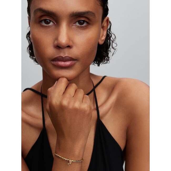 Pandora Pandora Bedel 764555C01 Zilver met 14k geelgouden Plating Tulp met Roze Zirkonia