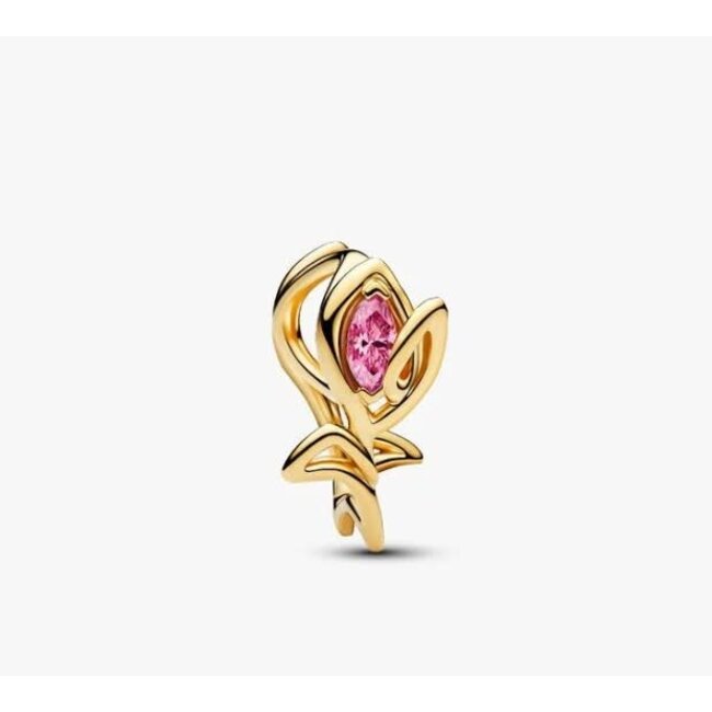 Pandora Pandora Bedel 764555C01 Zilver met 14k geelgouden Plating Tulp met Roze Zirkonia