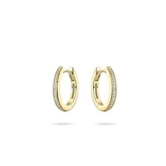 Gisser Jewels Amsterdam Gisser Jewels Oorbellen KCD2/15Y Zilver met Geelgouden Plating met Zirkonia 2mm x 15mm