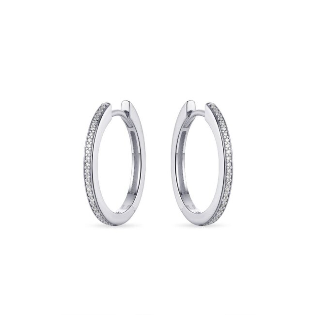 Gisser Jewels Amsterdam Gisser Jewels Oorringen KCD2/20 925 Zilver Gerhodineerd met Zirkonia 2mm breed 20mm doorsnede