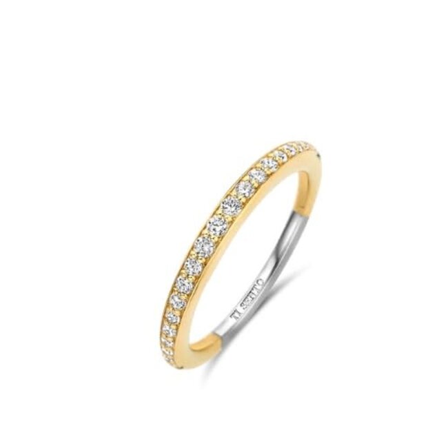 Ti Sento Milano Ti Sento Ring 12317ZY/54 Zilver met Geelgouden Plating en Zirkonia Maat 54