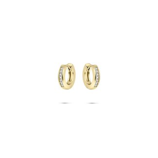Gisser Jewels Amsterdam Gisser Jewels Oorbellen KCD3/15Y Zilver met Geelgouden Plating en Zirkonia 3mm x 15mm