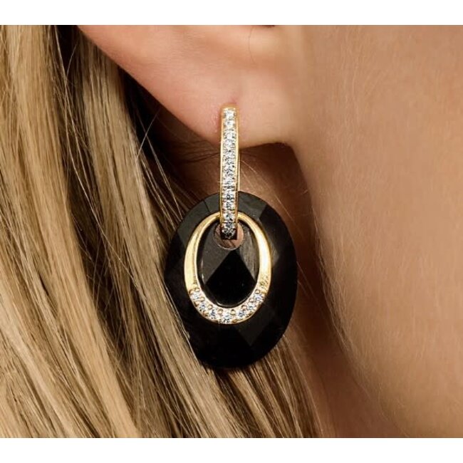 Blush Blush Oorbedels 810BONO Medium Zwart Onyx 13mm x 20mm