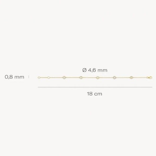 Blush Blush Armband 2200YZI 14k Geelgoud met cirkels vol met gezette zirkonia's lengte 18 cm