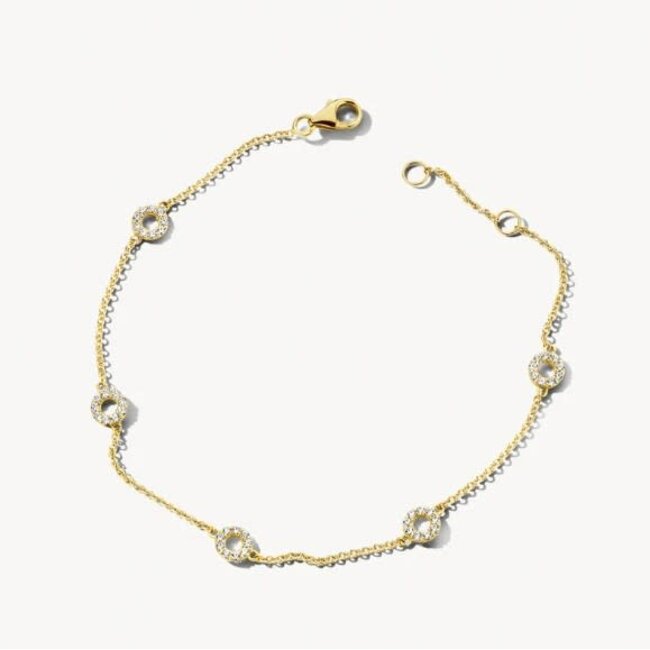 Blush Blush Armband 2200YZI 14k Geelgoud met cirkels vol met gezette zirkonia's lengte 18 cm
