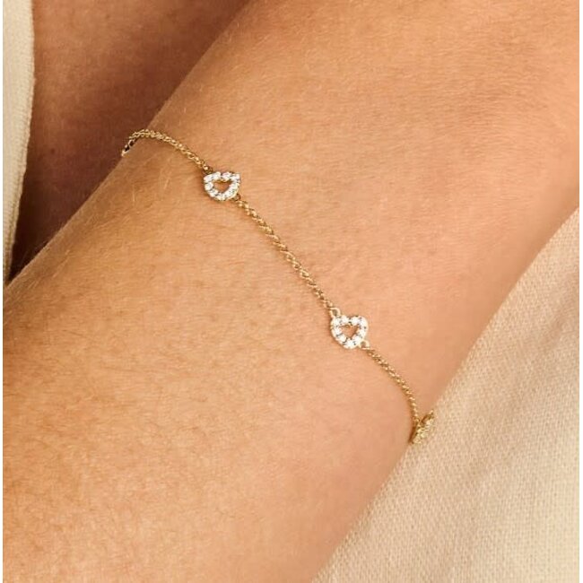 Blush Blush Armband 2211YZI 14k Geelgoud met Zirkonia Hartjes