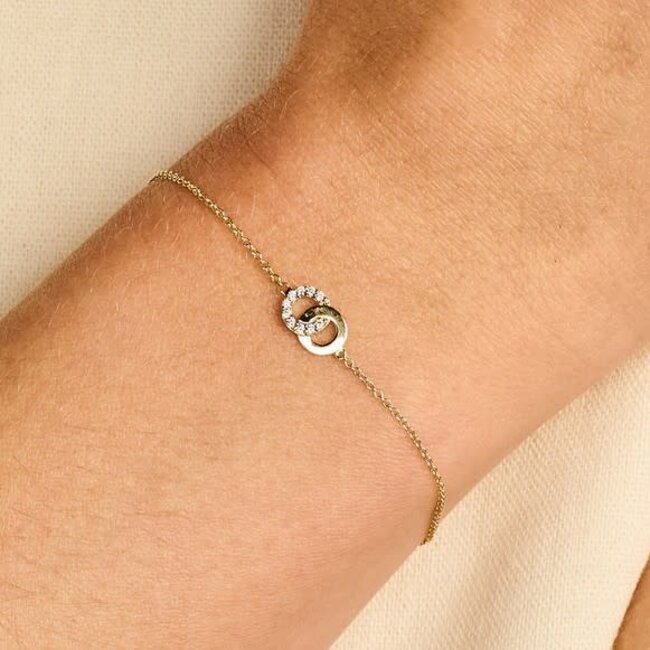 Blush Blush Armband 2223YZI 14k Geelgoud met 2x Cirkels met Briljant geslepen Zirkonia 18cm
