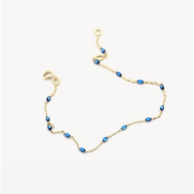 Blush Blush Armband 2226YRB 14K Geelgoud met Blauw Resin 16,5 - 18,5cm