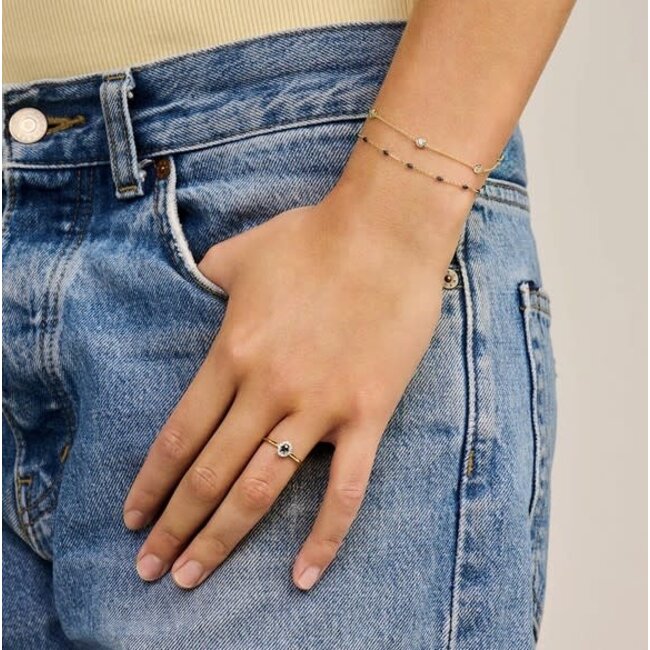 Blush Blush Armband 2226YRB 14K Geelgoud met Blauw Resin 16,5 - 18,5cm